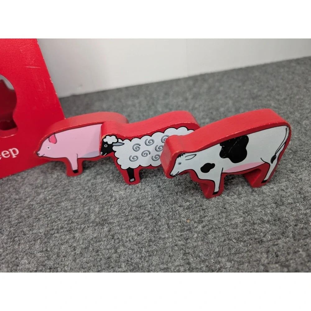 Jack Rabbit Creations Wooden Cube Animal Sorter Duck Sheep Cow Pig Rooster Goat